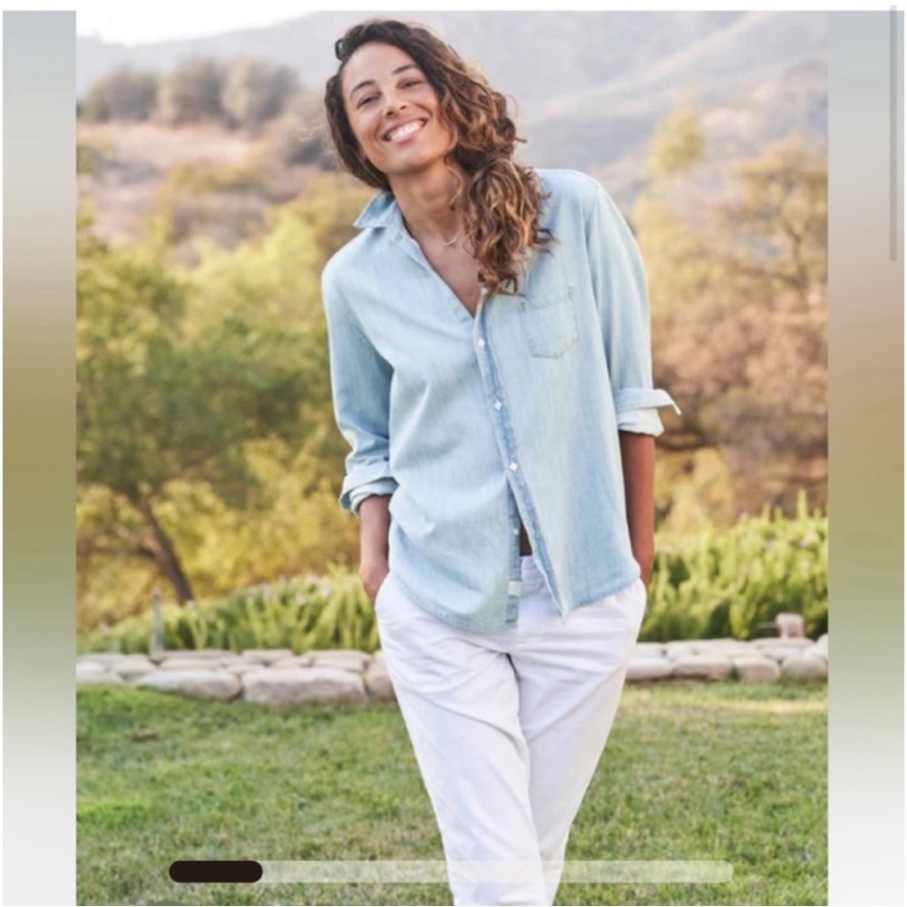Frank & Eileen EILEEN Relaxed Button-Up Shirt Famous Denim Size: M Blue WASH
